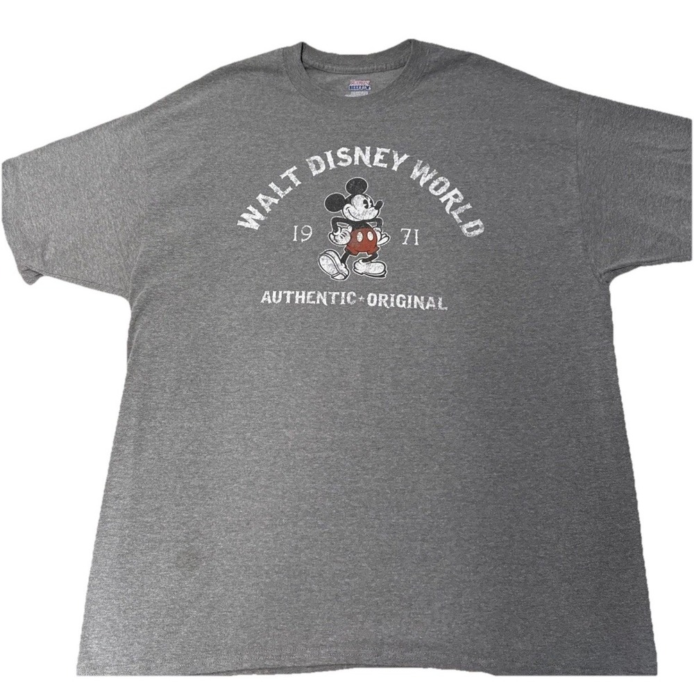 Classic Disneyland Tee Walt Disney‎ World Gray Mickey Mouse Graphic T-Shirt 2XL
